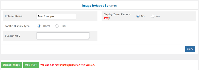 Saving a new image hotspot file in the Image Hotspot plugin