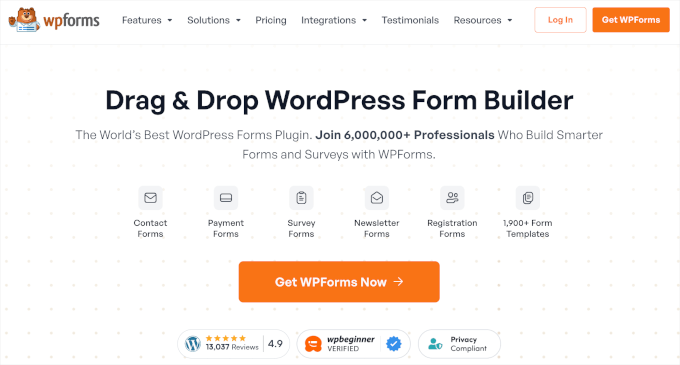 WPForms homepage