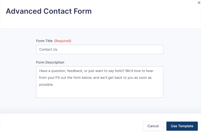 Form name and description examples