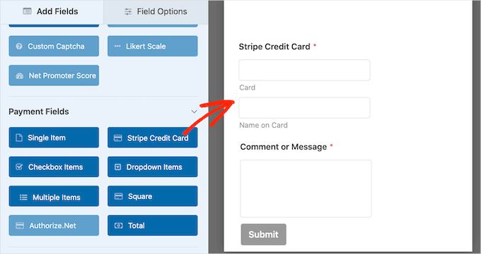 Adding a payment field