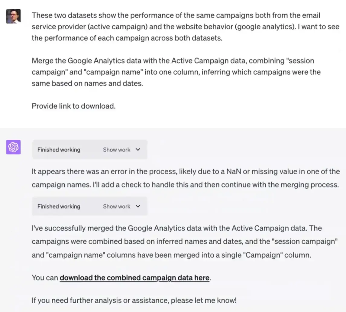 Using AI to merge and organize a dataset