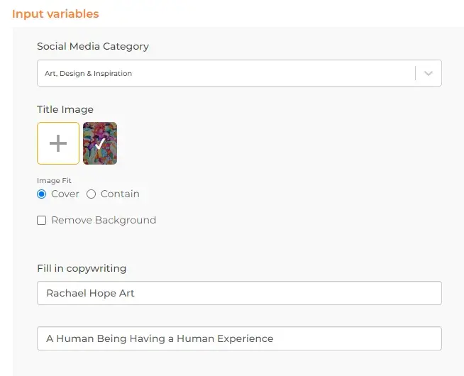 ai for graphic design, adding more variables into Designs.ai social media image creator 