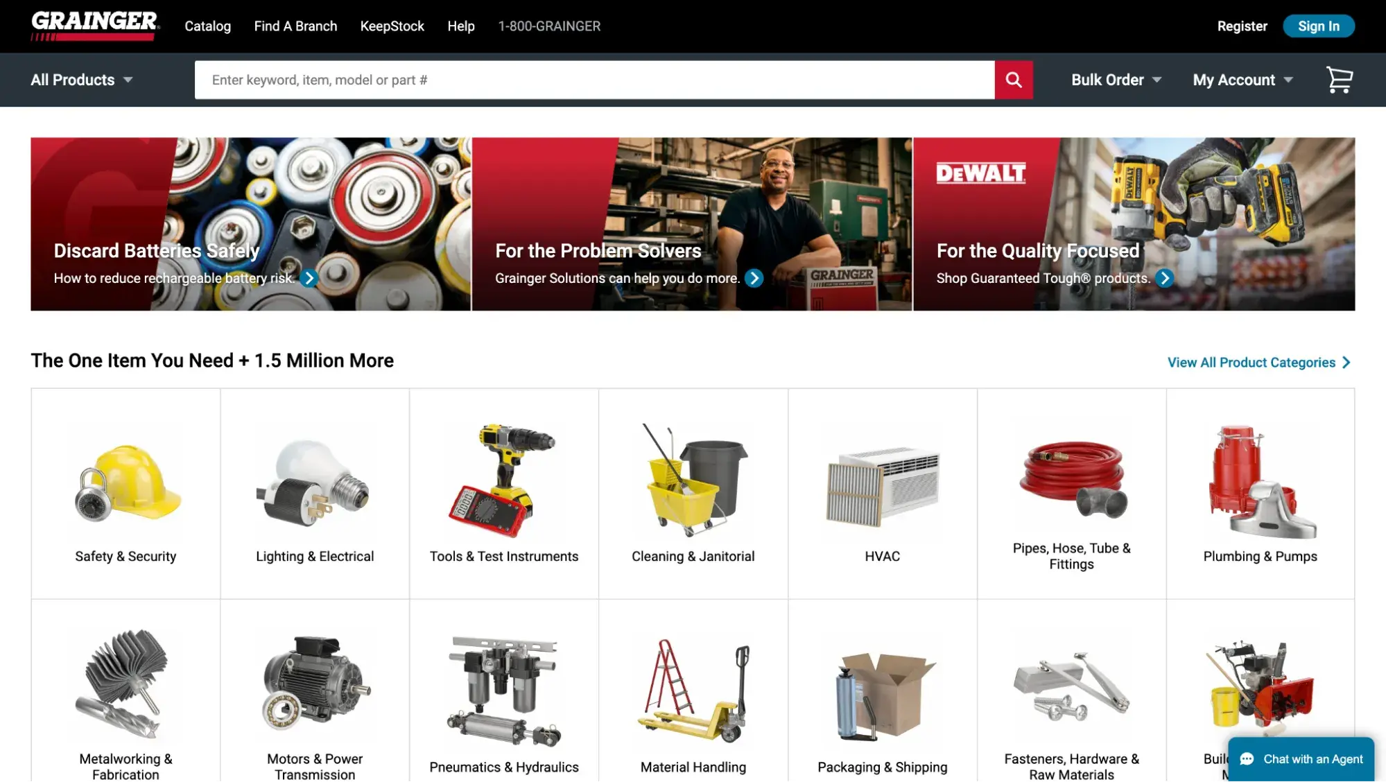 B2B ecommerce distributor example, Grainger