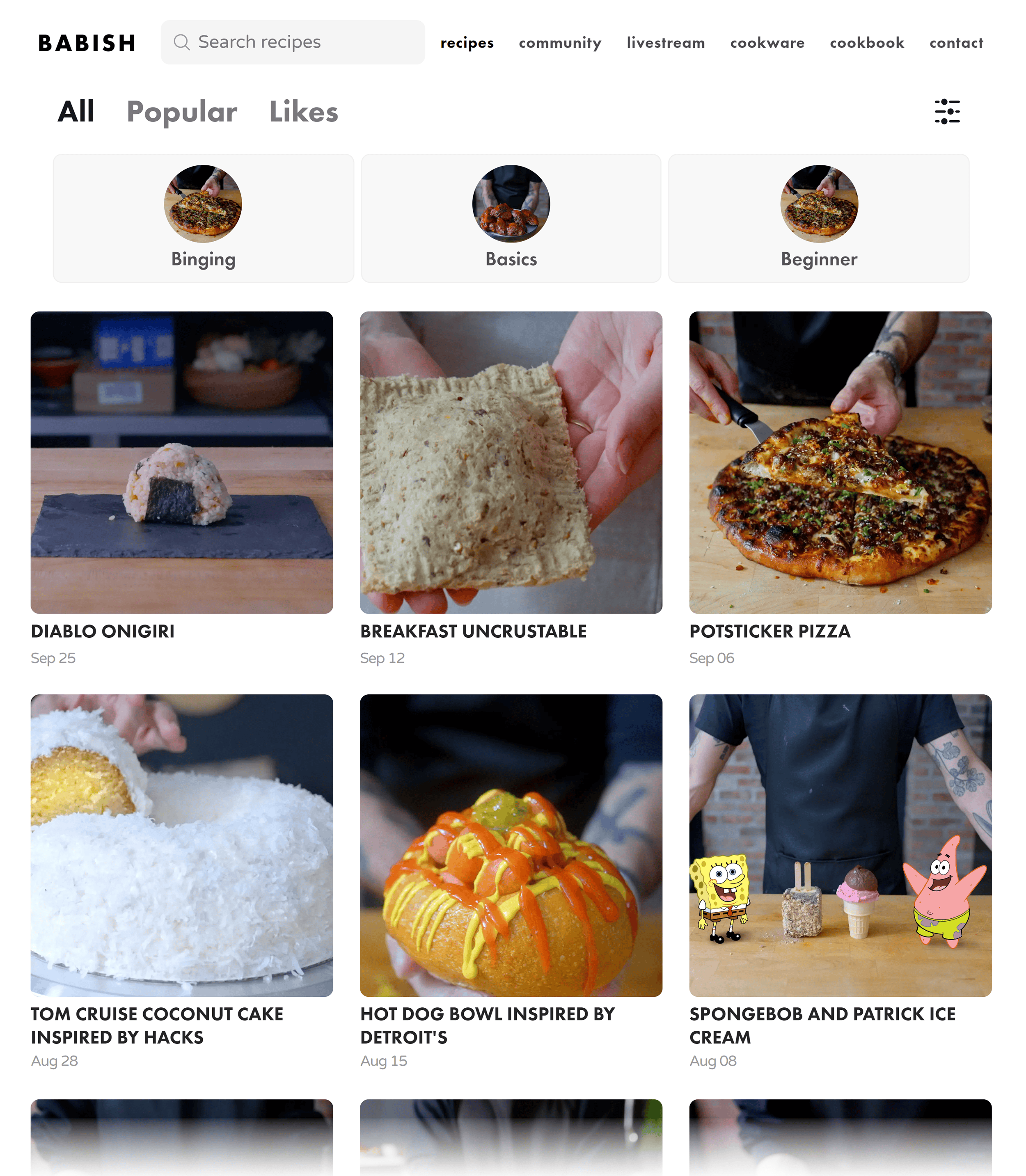 Babish website recipes