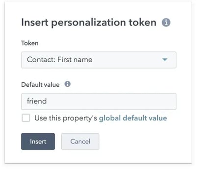 screenshot of personalization token