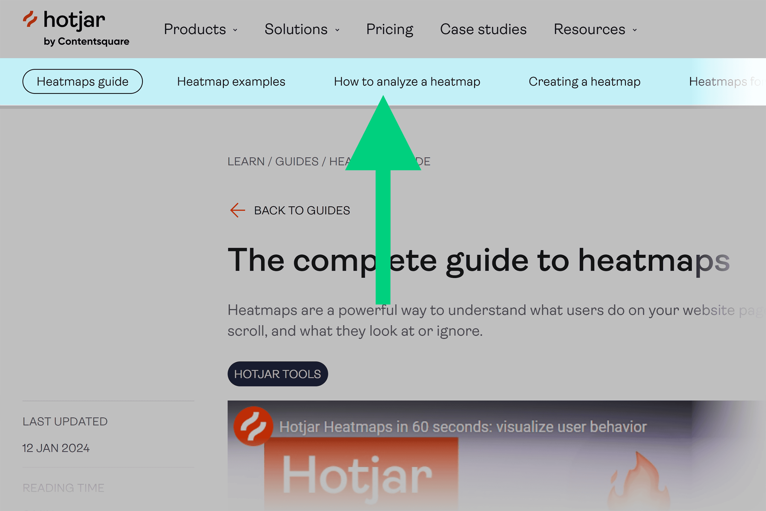 Hotjar Heatmaps – Cluster articles organized as tabs