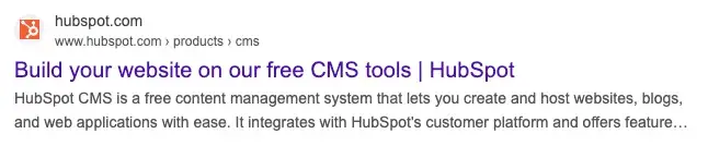 how to make a website: title for Hubspot CMS in search results.