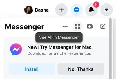 Screenshot showing the option to download a desktop version of Messenger