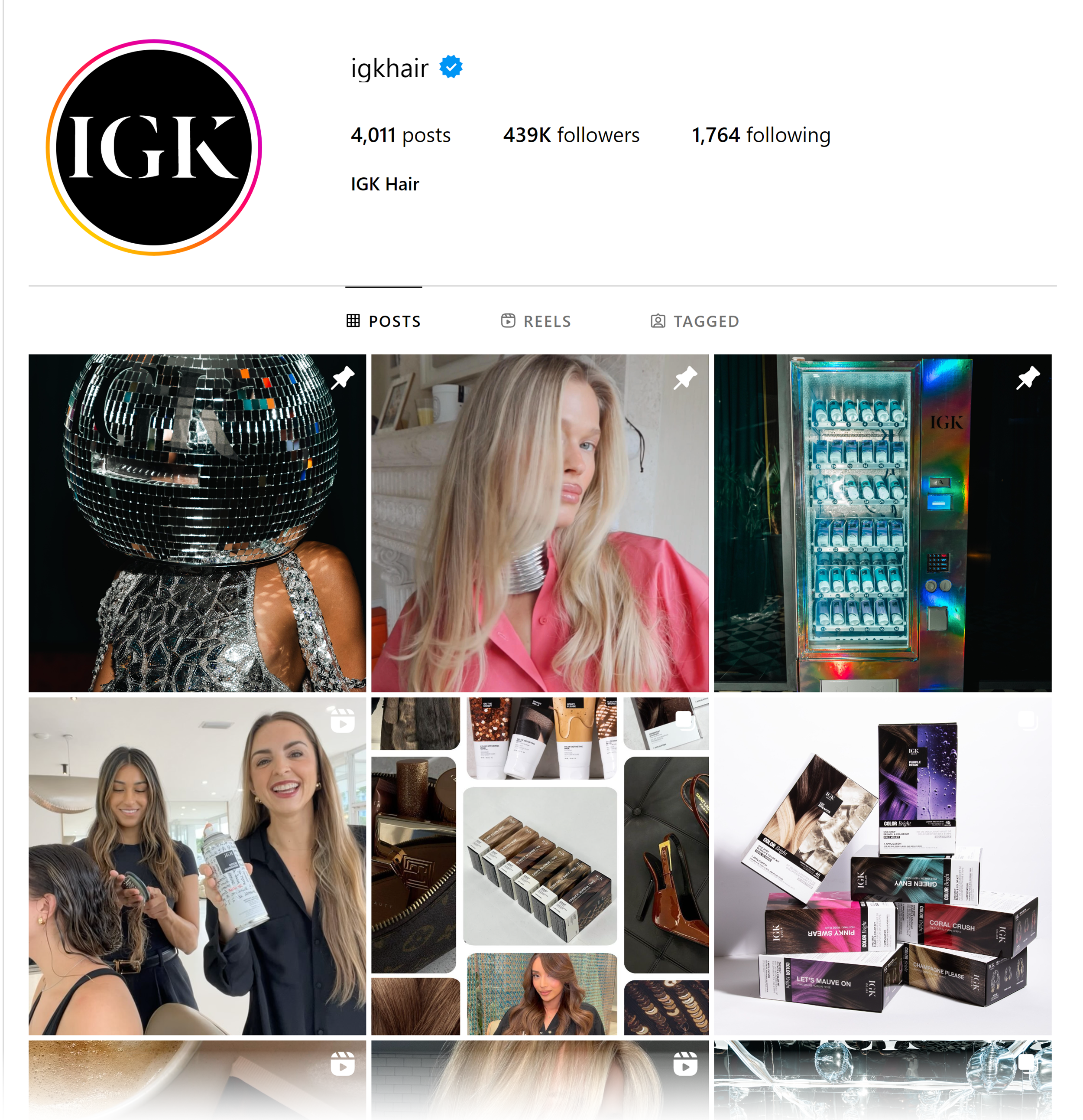 Instagram – IGK Hair content