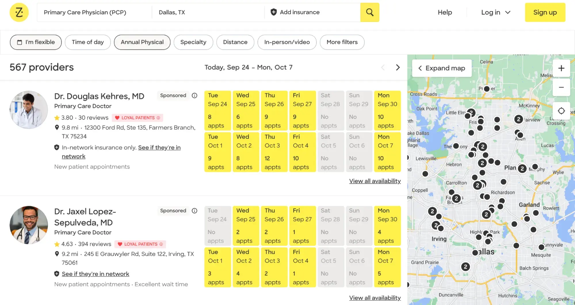 Online business directory: Zocdoc