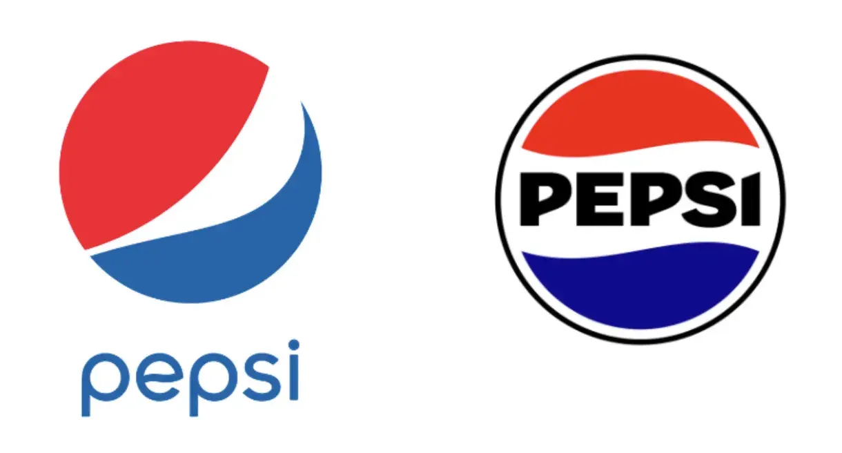 Pepsi previous logo (left) and updated logo (right).