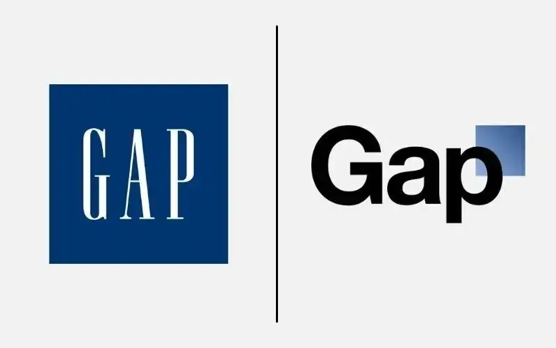 Current Gap logo (left) vs. briefly updated logo (right).