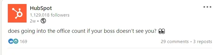 Screenshot of a HubSpot post on LinkedIn