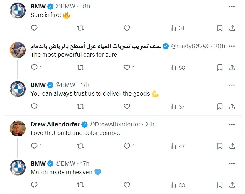 BMW's social media strategy relies heavily on prompt communication