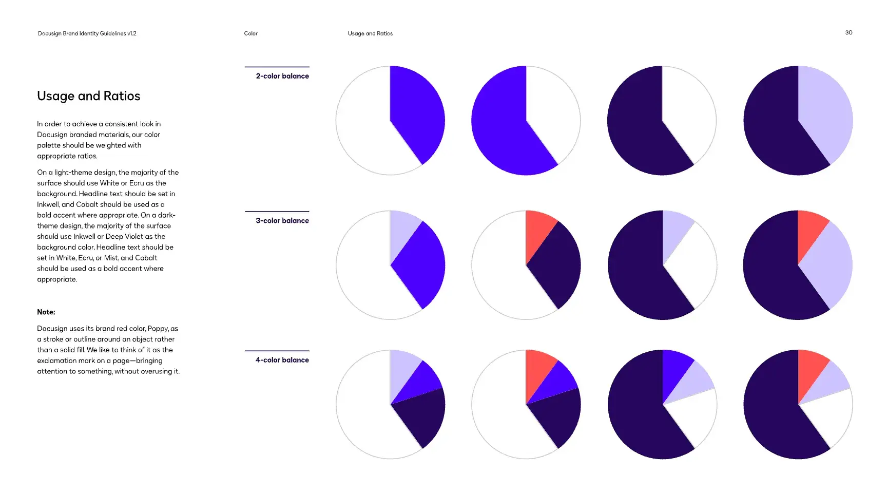 Ratios of how to use Docusign’s brand colors.