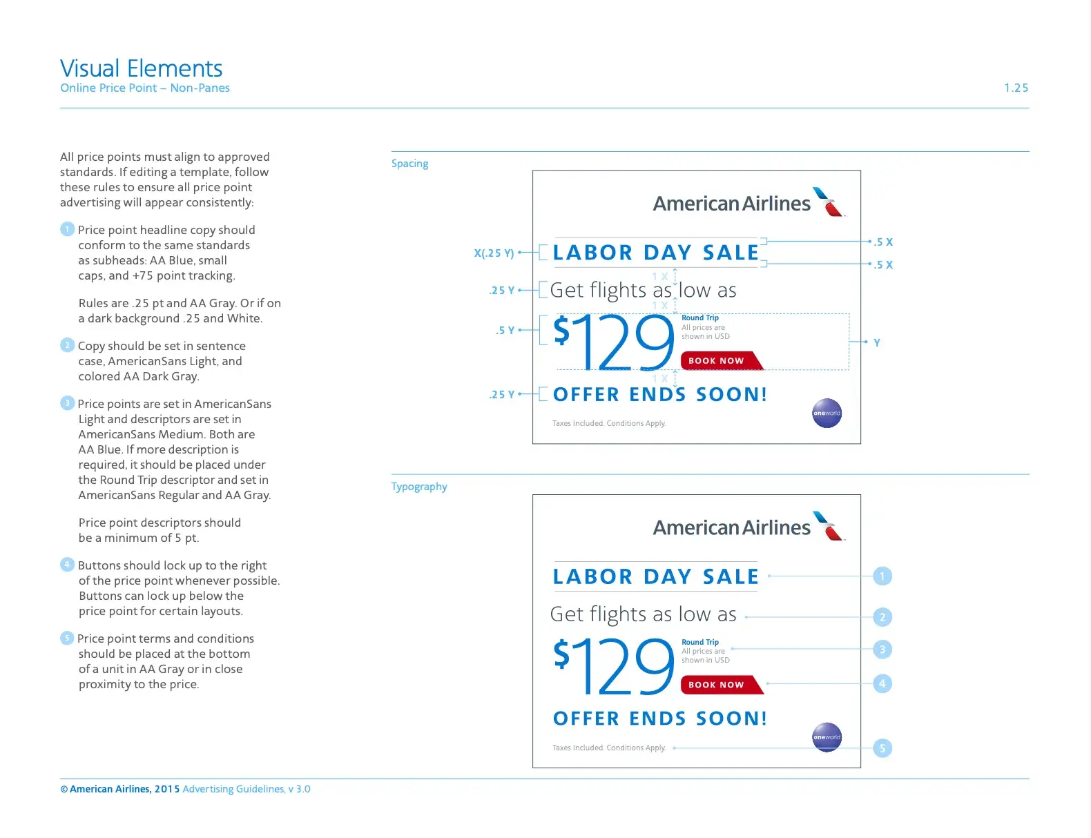 Visual elements for American Airlines’ Labor Day sales ads.