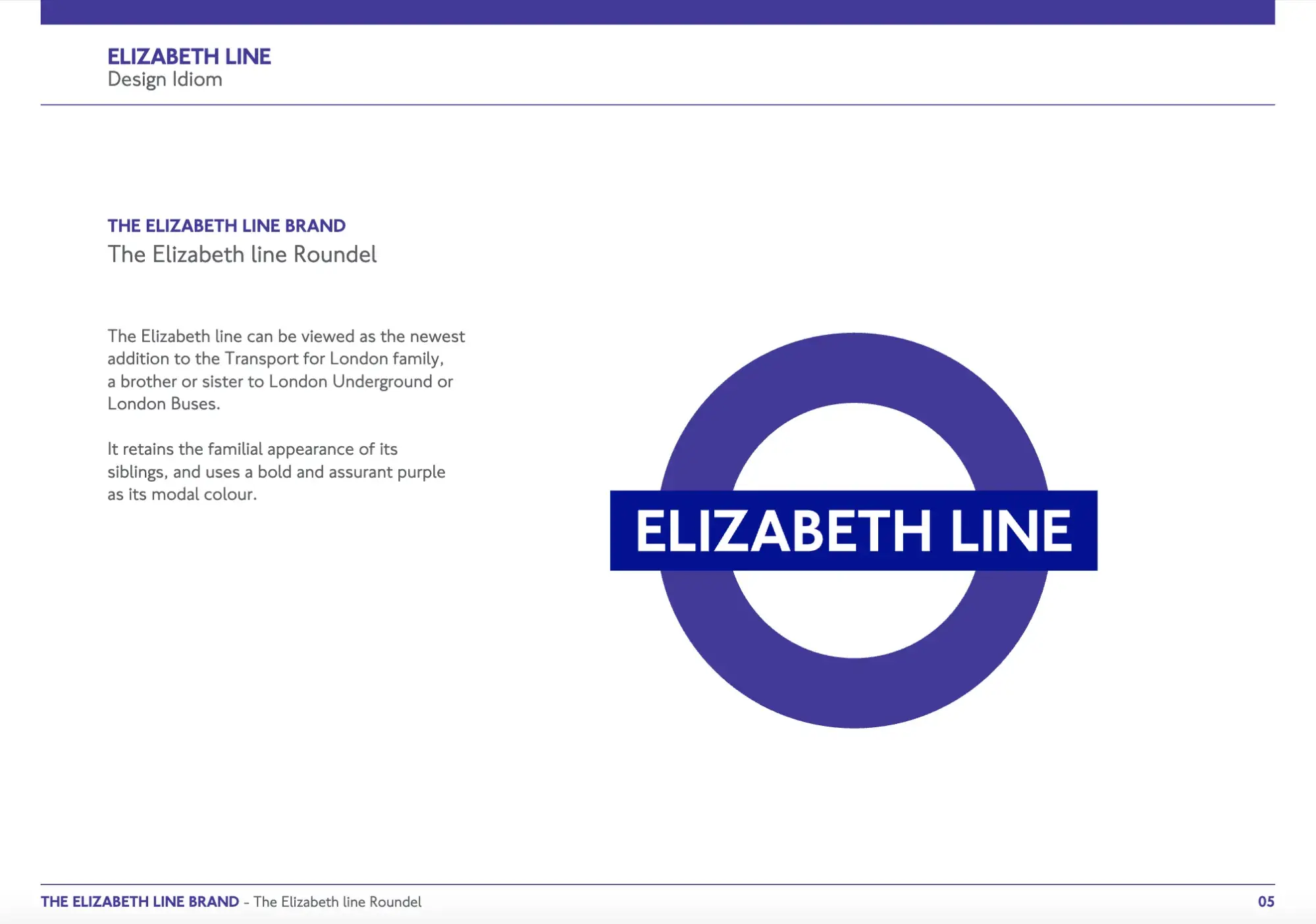 Purple Elizabeth line branding.