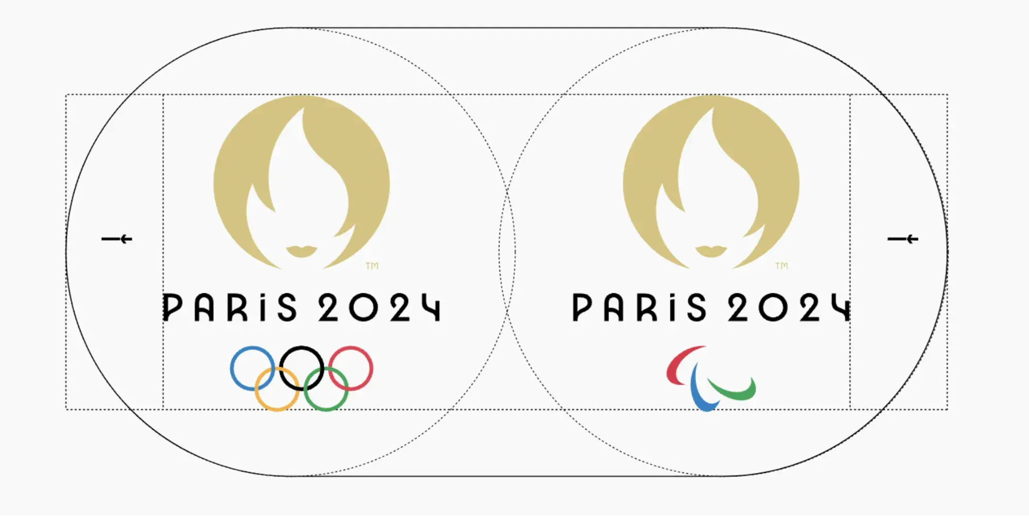 Two versions of the Paris 2024 Olympics logo.