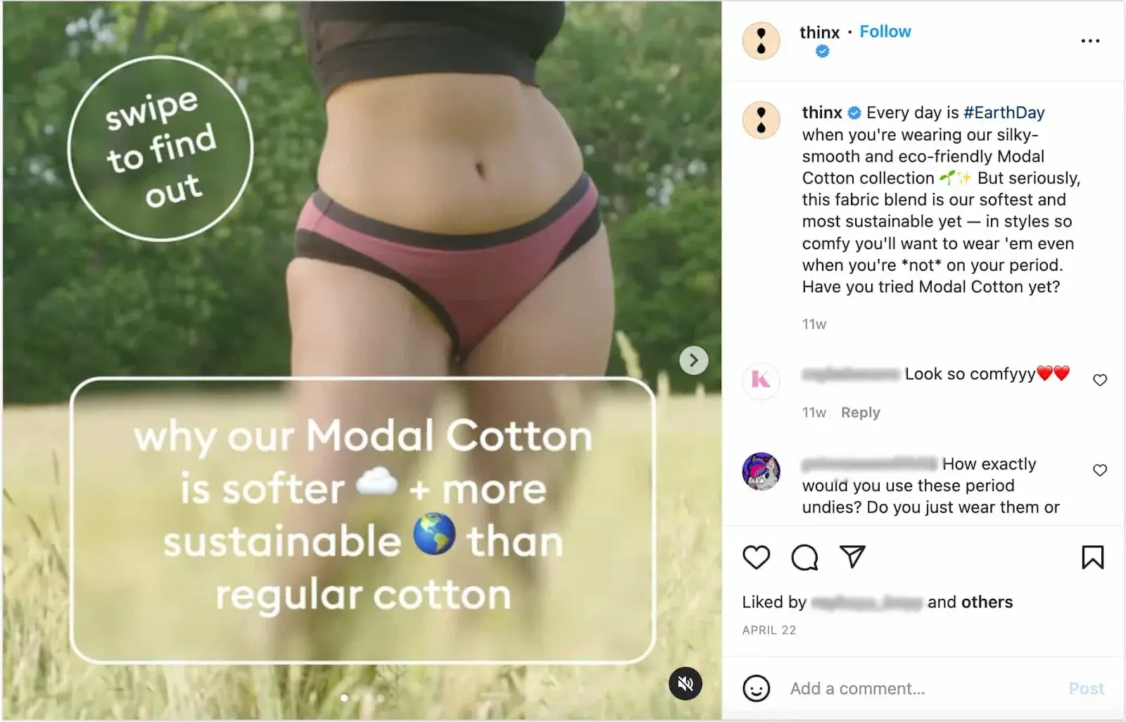 Thinx sustainable marketing example