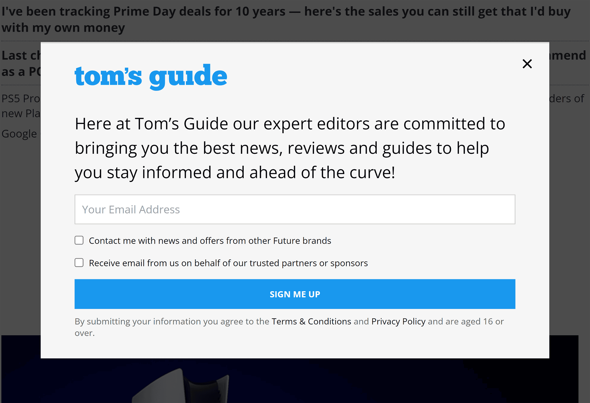 Tom's Guide Daily – Pop up form