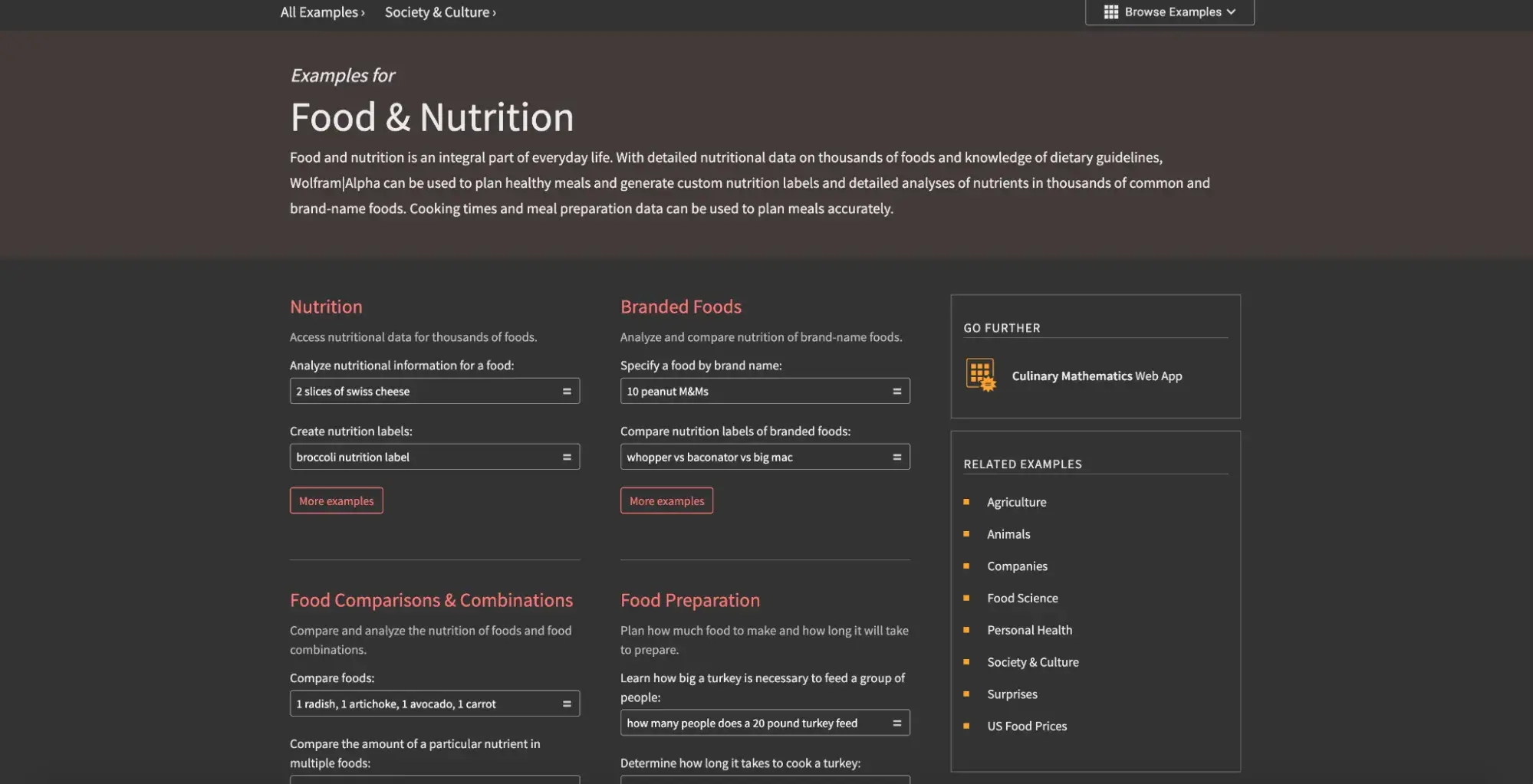 Examples of Food & Nutrition related questions.