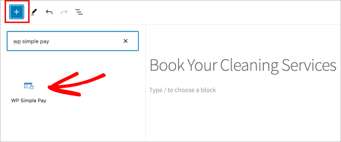 add wp simple pay block