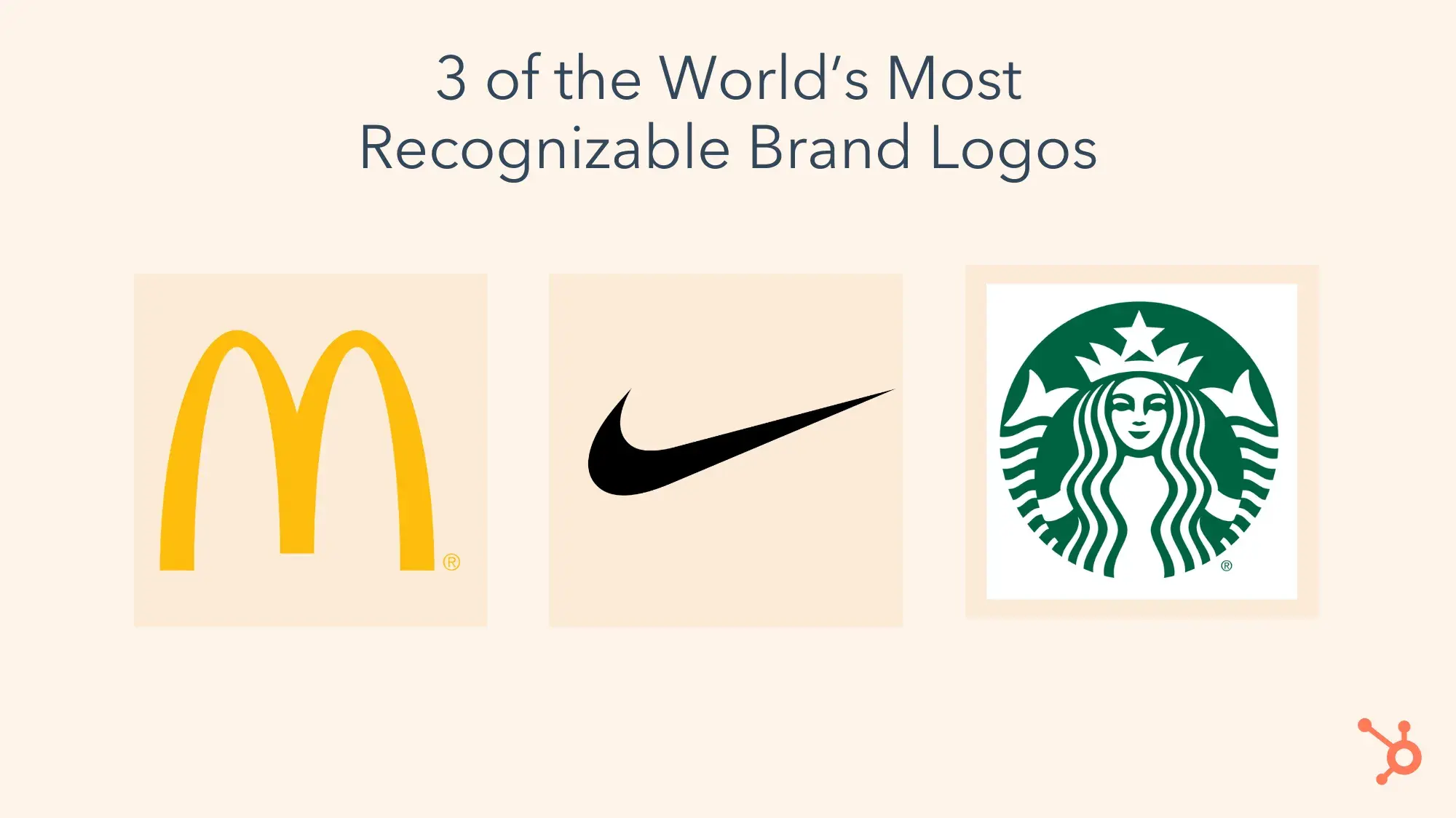 “3 of the World’s Most Recognizable Brand Logos. McDonald’s golden arches, Nike’s swoosh, and Starbucks’ siren.”