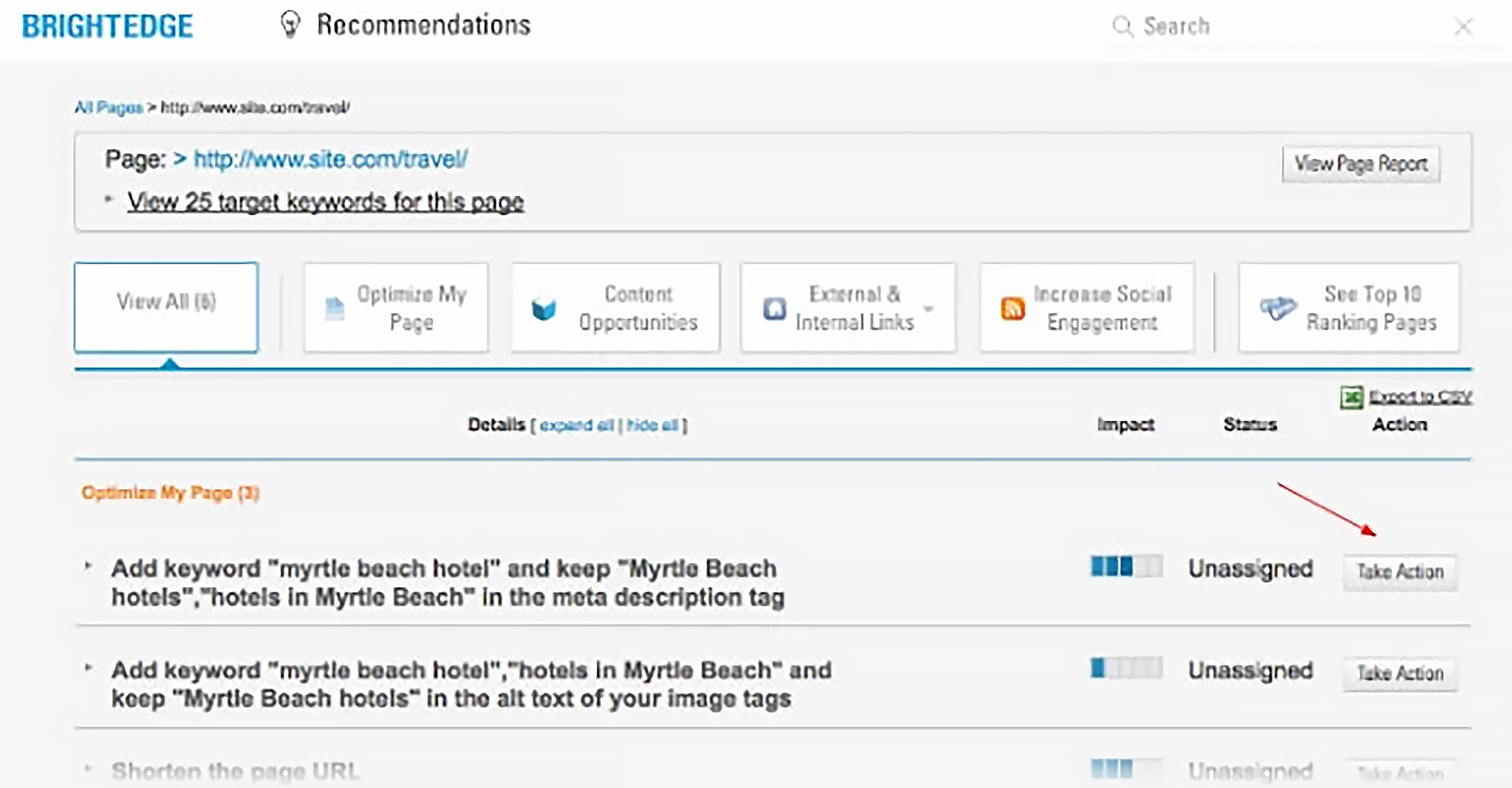 BrightEdge – Recommendations tool