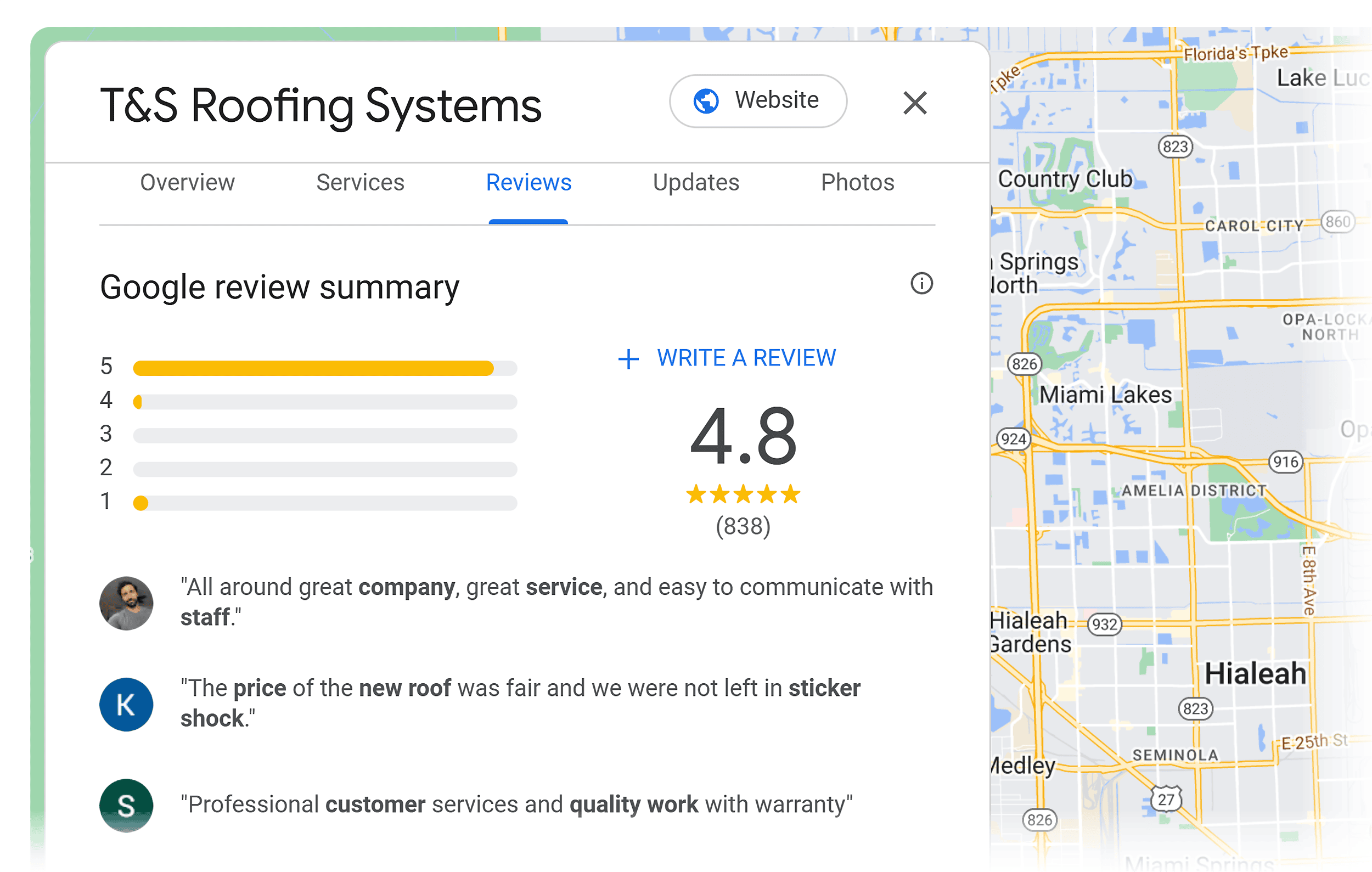 Company with positive reviews