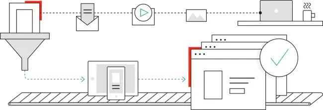 wireframe drawing of how content management system works