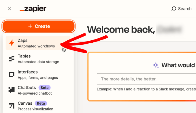 create zaps in zapier