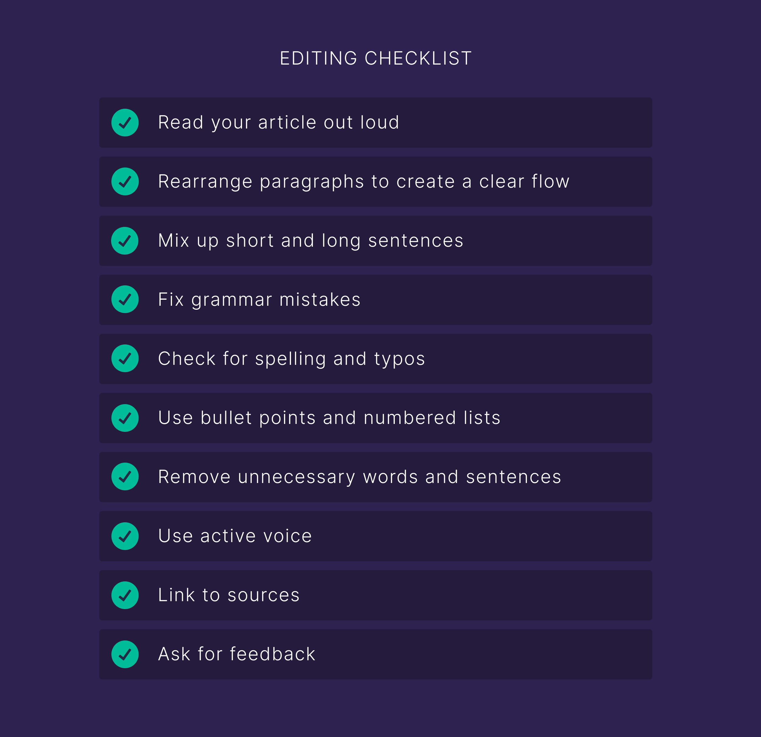 Editing checklist