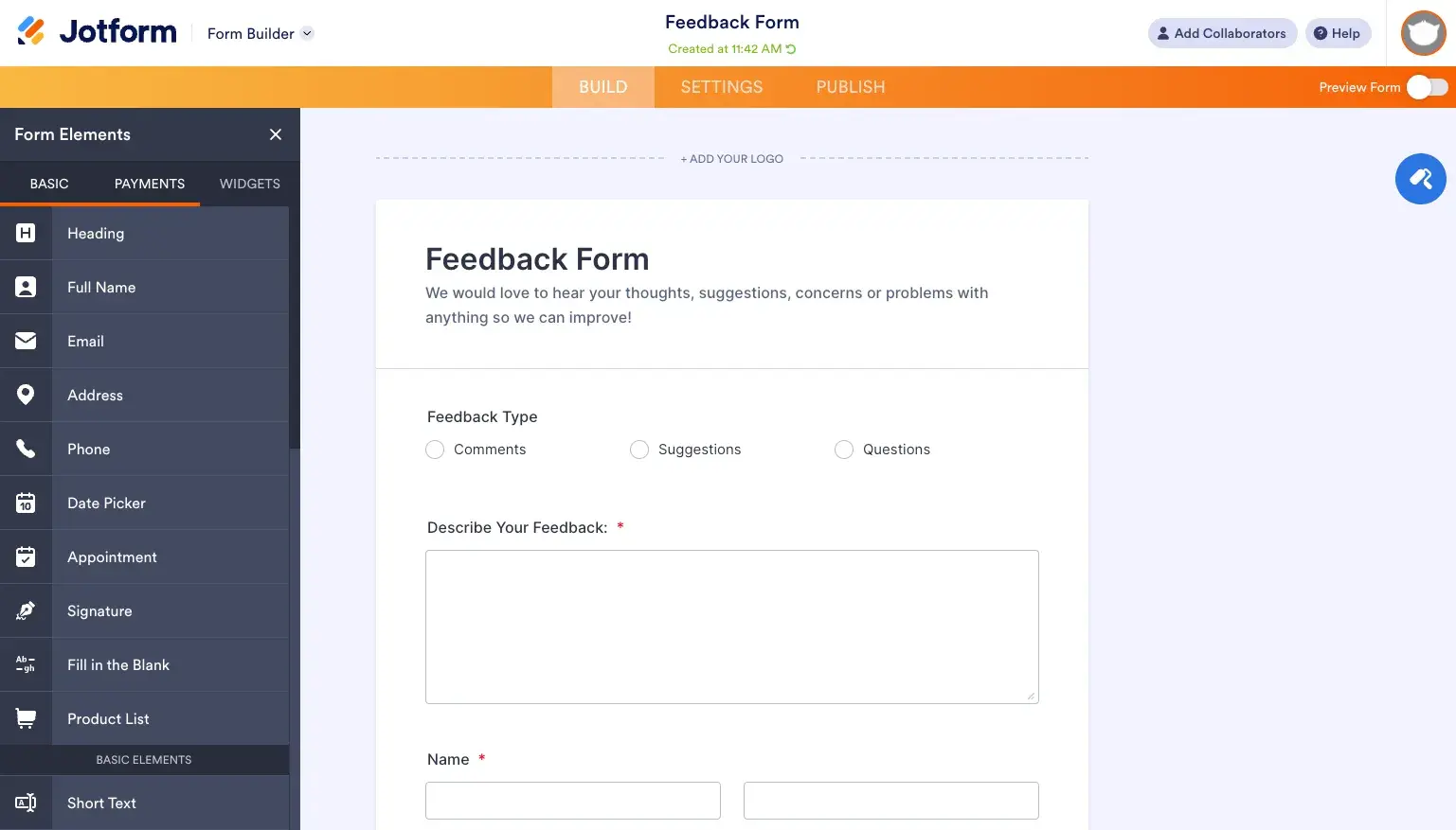 Jotform reviews, Form builder tool