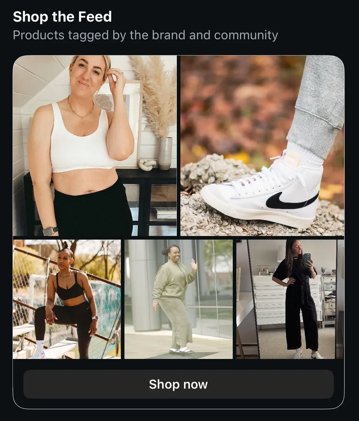 Screenshot showing how creator content appears in Instagram Shops. 