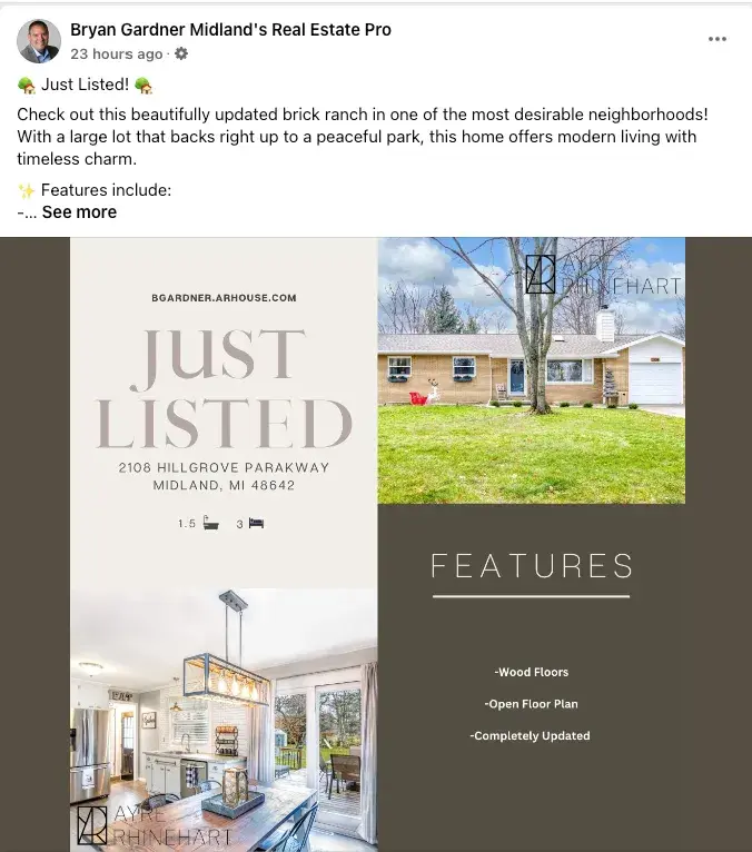 Just listed posts are great real estate social media marketing trends