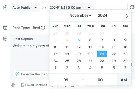 how to schedule a reel on instagram: Click the date and time at the top to change the scheduled date.