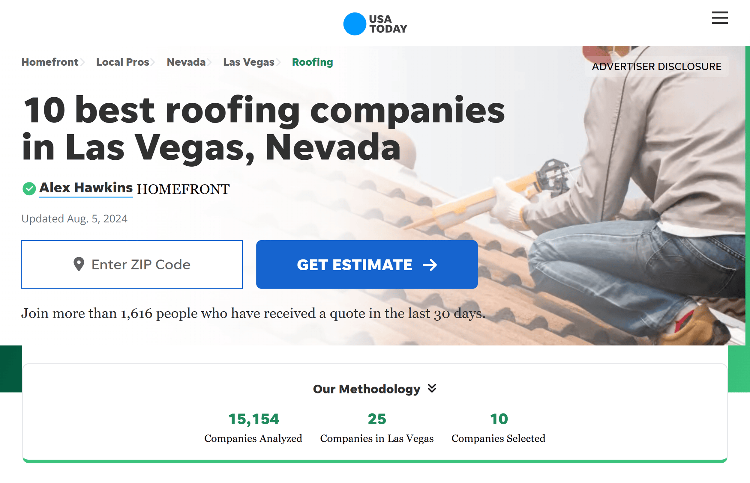 USA Today – Best roofing companies