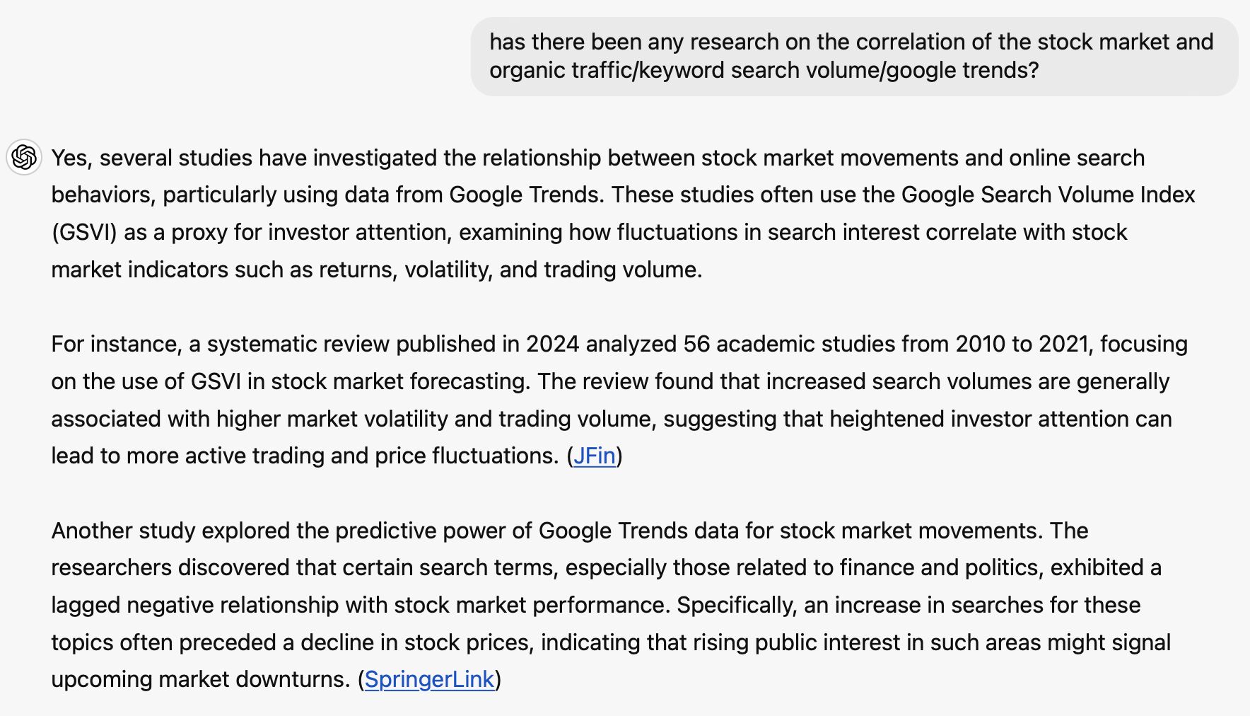 Web search example of using ChatGPT. 