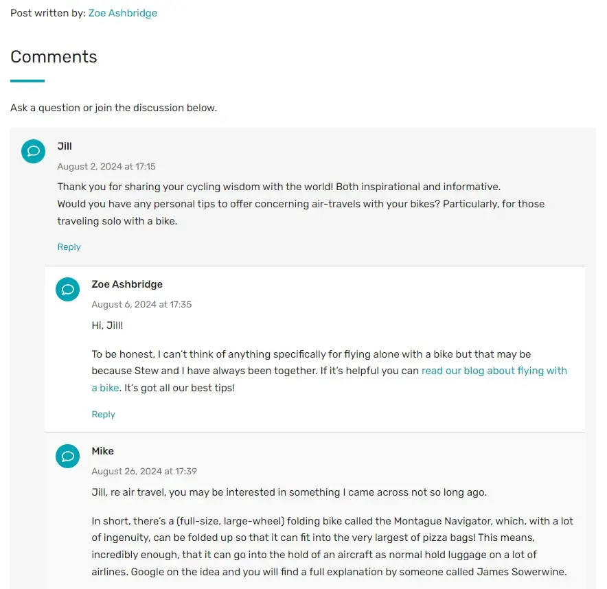 Screenshot from my blog shows people engaging in the comment section. One element of blogging that helps differentiate what a blog is, compared to a webpage is audience engagement.