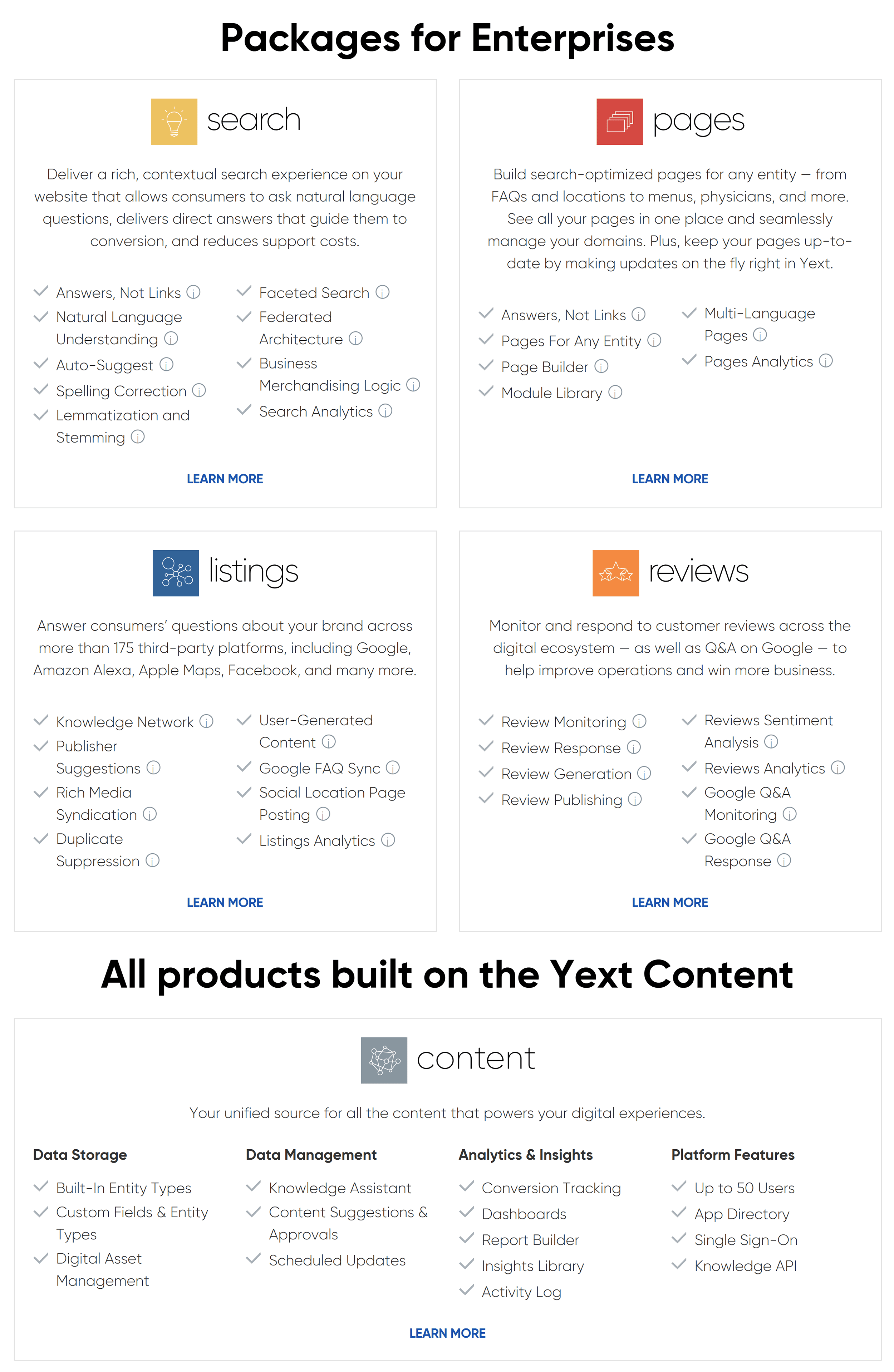 Yext – Packages