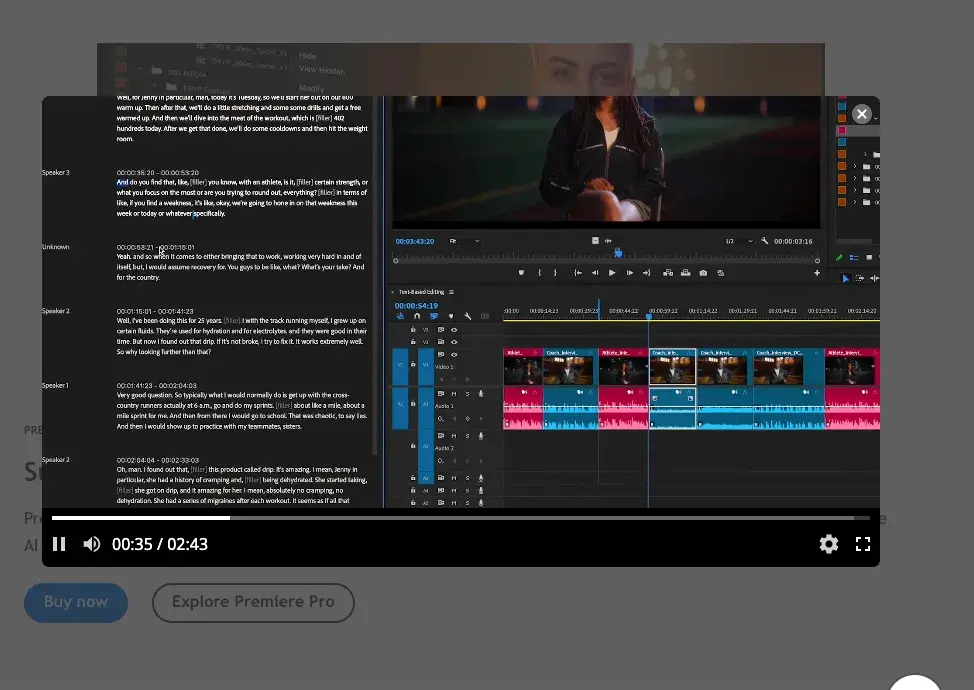 از ابزارهای ویرایش مبتنی بر متن مانند adobe premiere pro استفاده کنید تا زمان تولید ویدیوی خود را کاهش دهید