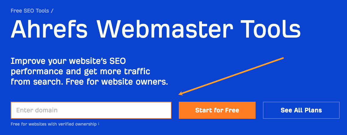 Ahrefs Webmaster Tools set up process.