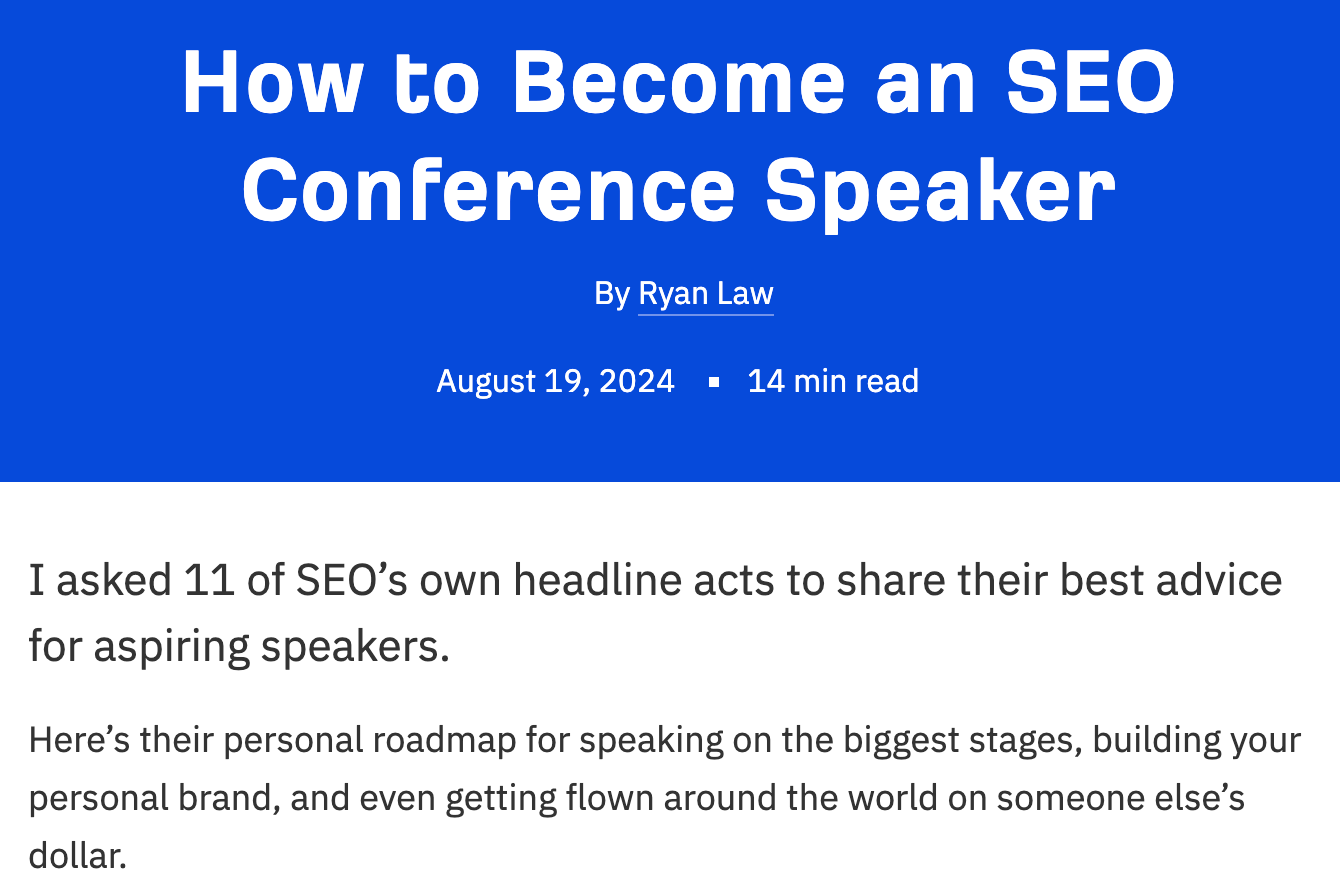 Article on how to become an SEO speaker 