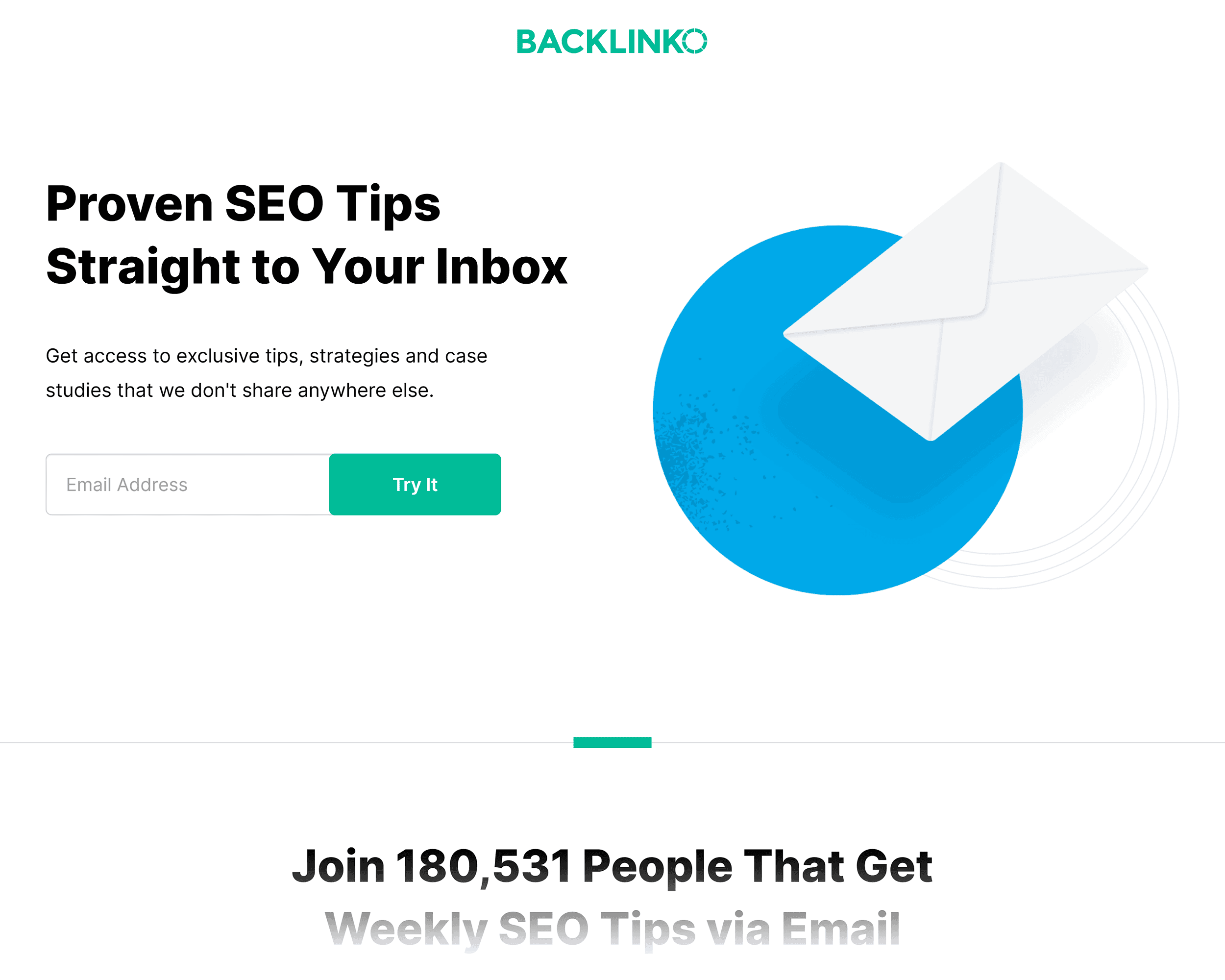 Backlinko newsletter – No navigation