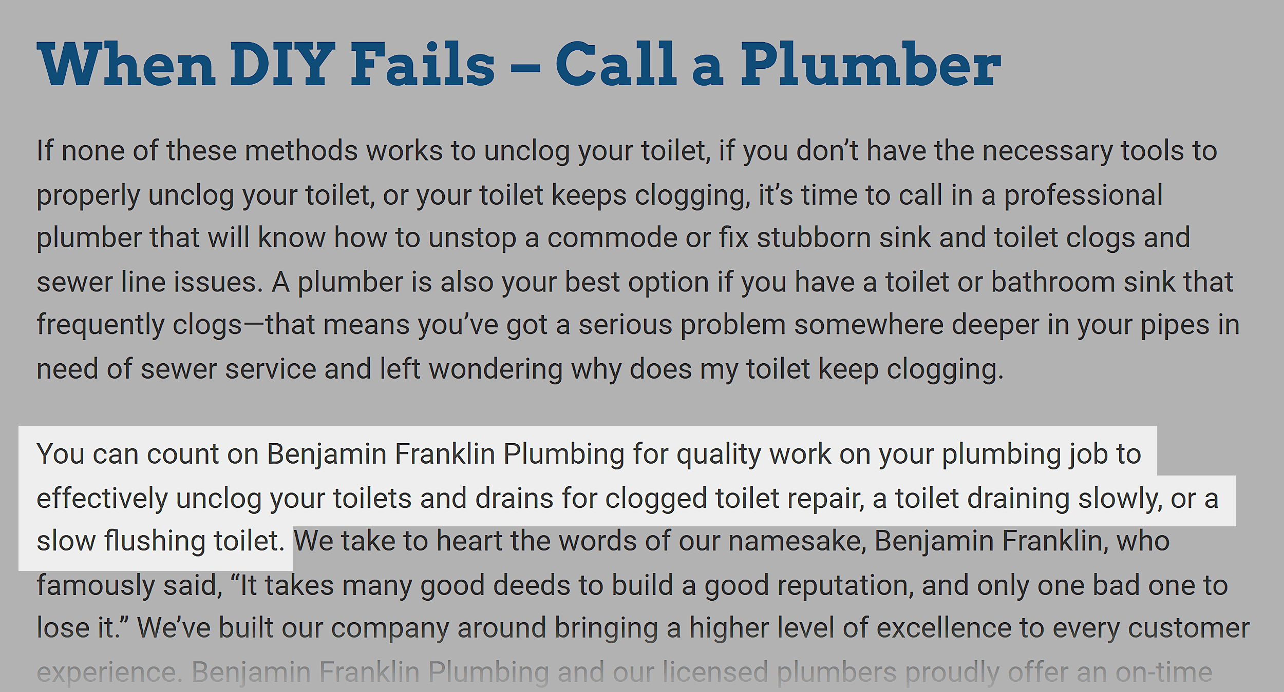 Benjamin Franklin Plumber – Call a Plumber