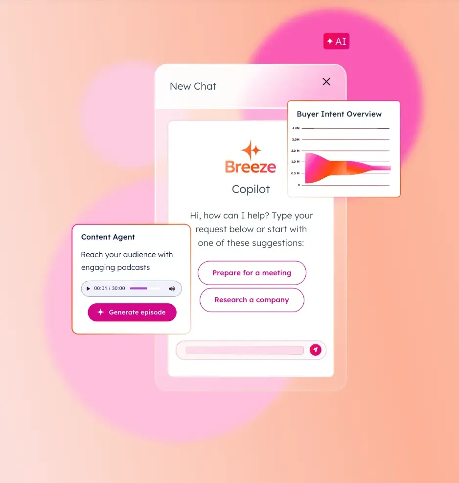 ai chatbots: screenshot hubspot’s breeze copilot ai chatbot