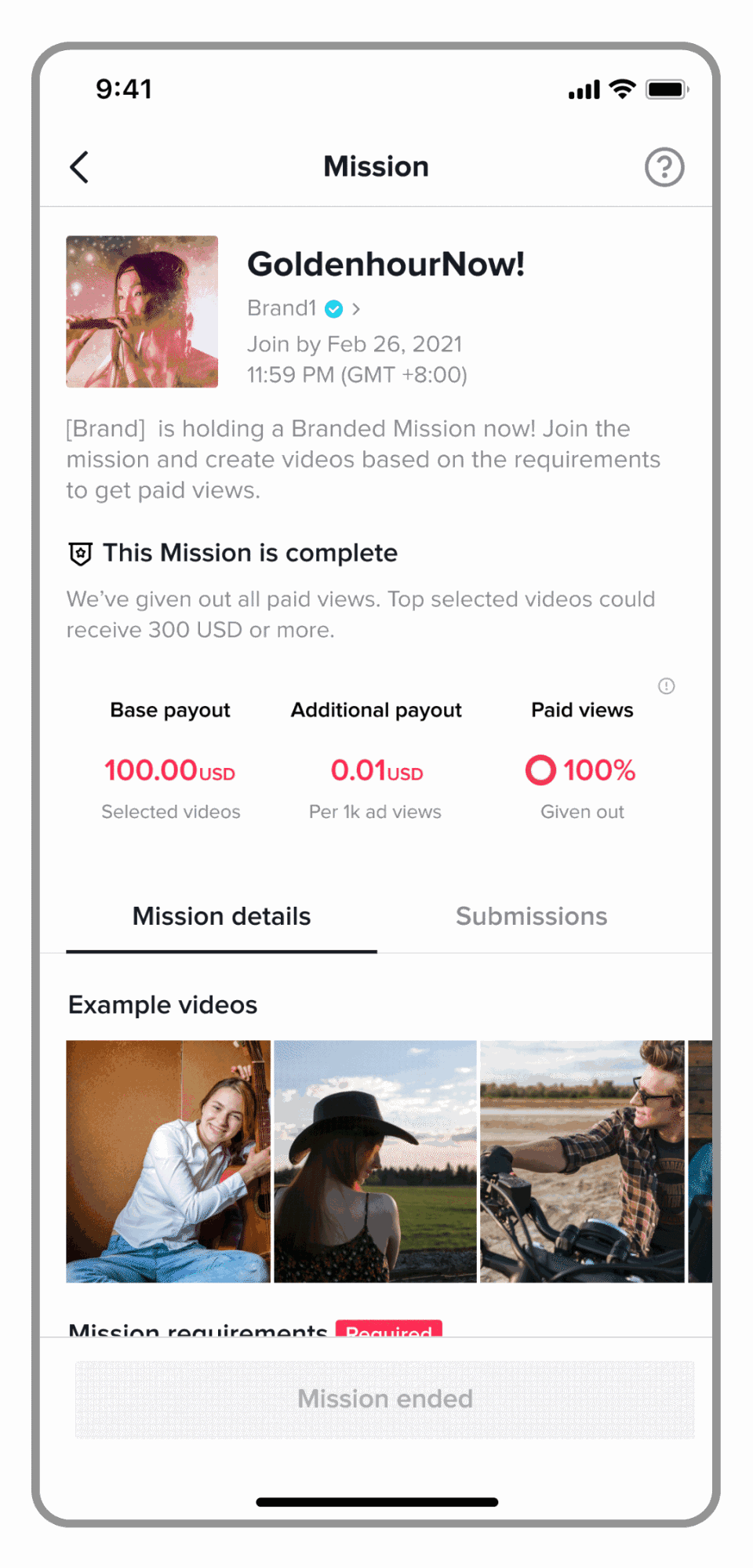 gif showing an example of a brand mission description on tiktok.