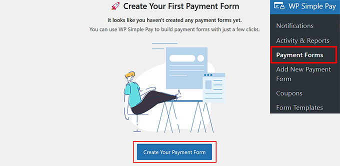 روی دکمه Create Your Payment Form کلیک کنید