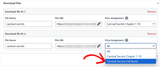 Configure price assignment