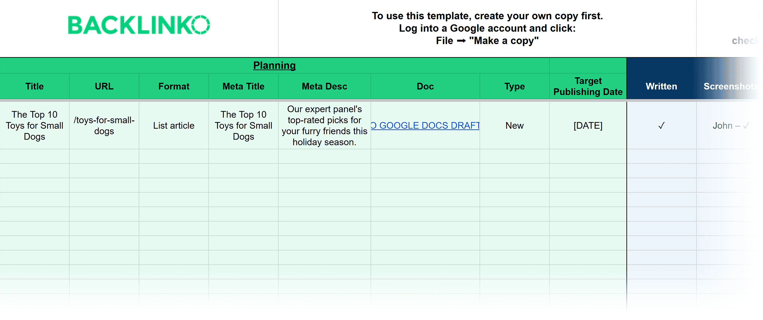 Content Calendar Template